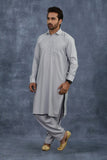 Light Grey Mens Jamawar Kurta Shalwar Pakistani Menswear - Asian Party Wear