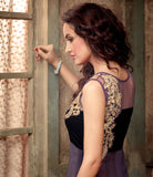 Black Velvet with Violet Georgette Anarkali Dress By Maisha Crush (Ma2201) - Asian Party Wear