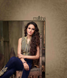 Dark Blue with Gold Maskeen Maisha Crush Dress (Ma2204) - Asian Party Wear