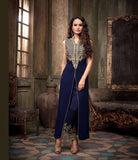 Dark Blue with Gold Maskeen Maisha Crush Dress (Ma2204) - Asian Party Wear