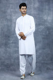 White Pakistani Mens Kurta Shalwar Kameez Casual Suit - Asian Party Wear