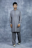 Grey Embroidered High Quality Mens Kurta Shalwar Pakistani Menswear - Asian Party Wear