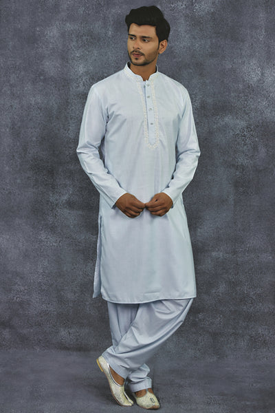 Sky Blue Casual Kurta Shalwar Indian Mens Suit - Asian Party Wear