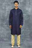 Navy Blue Pakistani Mens Kurta Pajama Eid Suit - Asian Party Wear