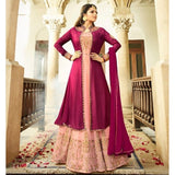 PINK GEORGETTE JACKET STYLE NITYA INDIAN PARTY WEAR DRESS - Asian Party Wear