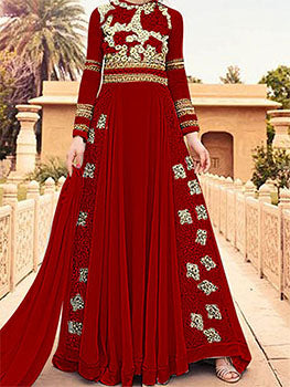 MAROON WEDDING WEAR LEHENGA GOWN MANUFACTURED BY ASIAN COUTURE - Asian Party Wear