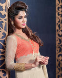 MS2310 - ORANGE AND CREAM MAISHA HARMAN PARTY WEAR SUIT - Asian Party Wear