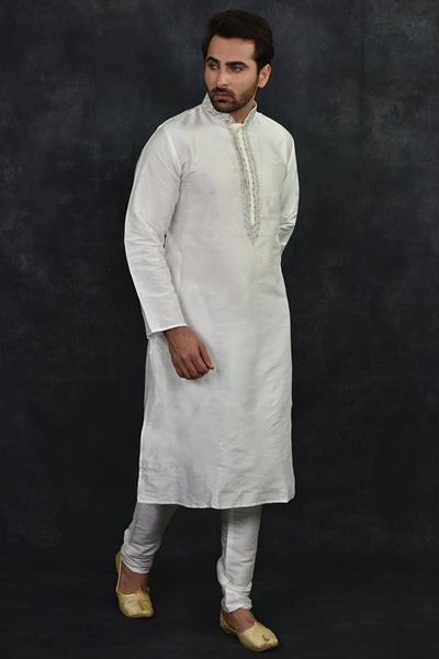 Off White Indian Designer Mens Kurta Pajama Suit Desi Punjabi Dress - Asian Party Wear