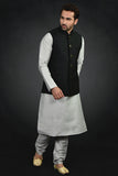 Black Waistcoat Pakistani Menswear Formal Kurta Pajama Suit - Asian Party Wear