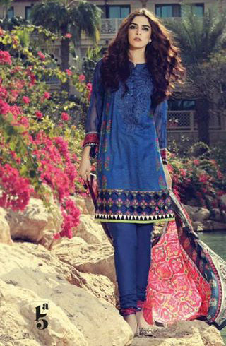 BLUE MARIA B LAWN EMBROIDERED READY MADE SALWAR KAMEEZ SUIT - Asian Party Wear