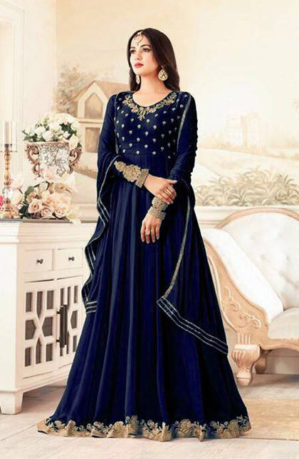 NAVY BLUE WEDDING WEAR INDIAN ANARKALI DRESS NAVY BLUE WEDDING WEAR INDIAN ANARKALI DRESS
