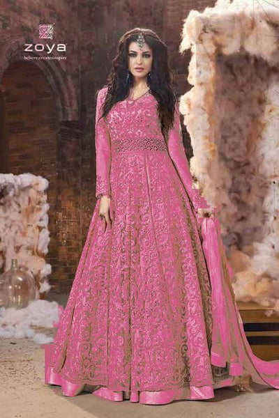 18001-A PINK ZOYA EMERALD STYLE  WEDDING WEAR ANARKALI SUIT - Asian Party Wear