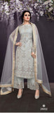 25002 GREY HEAVY EMBROIDERED INDIAN WEDDING SALWAR SUIT - Asian Party Wear