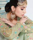 LIME GREEN INDIAN WEDDING JACKET STYLE SALWAR SUIT - Asian Party Wear