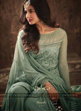 GREEN INDIAN WEDDING SHARARA GHARARA SUIT SEMI STITCHED ( DELIVERY IN 2 WEEKS ) - Asian Party Wear