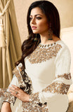 OFF WHITE EMBELLISHED AND EMBROIDERED FLOOR LENGTH ANARKALI SUIT - Asian Party Wear