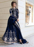 EVENING BLUE INDIAN WEDDING VELVET DRESS - Asian Party Wear