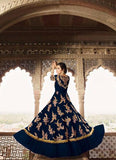 Navy Blue Desi Pakistani Indian Wedding Gown - Asian Party Wear