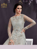 25002 GREY HEAVY EMBROIDERED INDIAN WEDDING SALWAR SUIT - Asian Party Wear