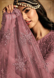 Burgundy Pink Ready To Wear Ethnic Gown - Asian Party Wear