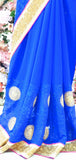 ROYAL BLUE PAKISTANI ETHNIC STYLE WEDDING SAREE - Asian Party Wear