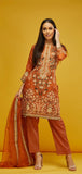 ORANGE PAKISTANI DESIGNERS READYMADE SALWAR SUIT - Asian Party Wear