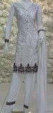 WHITE EMBROIDERED PAKISTANI READYMADE SALWAR KAMEEZ - Asian Party Wear