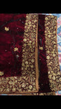 Maroon Embroidered Velvet Shawl - Asian Party Wear