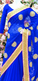 ROYAL BLUE PAKISTANI ETHNIC STYLE WEDDING SAREE - Asian Party Wear