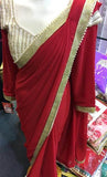 Z1 Stunning Georgette Pearl Embroidered Saree with heavy pearl blouse - Asian Party Wear