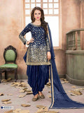 STUNNING TAPETA SILK MIRROR WORK PATIALA PUNJABI SUIT (SEMI STITCHED) - Asian Party Wear