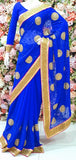 ROYAL BLUE PAKISTANI ETHNIC STYLE WEDDING SAREE - Asian Party Wear