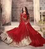 STUNNING RED LONG LENGTH WEDDING WEAR ANARKALI GOWN - Asian Party Wear