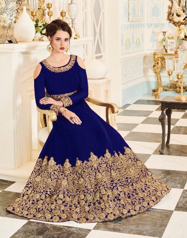 NAVY BLUE INDIAN & PAKISTANI BRIDAL WEDDING WEAR ANARKALI SUIT NAVY BLUE INDIAN & PAKISTANI BRIDAL WEDDING WEAR ANARKALI SUIT