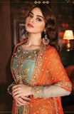 Orange Peel & Green Pakistani Designer Salwar Kameez - Asian Party Wear