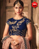 BLUE HEAVY EMBROIDERED PUNJABI WEDDING LEHENGA - Asian Party Wear