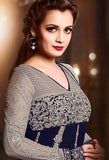 26003-D NAVY BLAZER BLUE AND GREY MOHINI GLAMOUR SEMI STITCHED SALWAR SUIT - Asian Party Wear