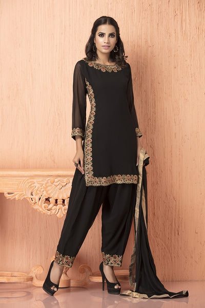 BLACK PUNJABI READY MADE SALWAR SUIT - Asian Party Wear