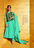 3035 GREEN NAKKASHI GOLD DUST WEDDING WEAR SUIT - Asian Party Wear