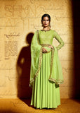 3037 GREEN NAKKASHI GOLD DUST WEDDING WEAR SUIT - Asian Party Wear