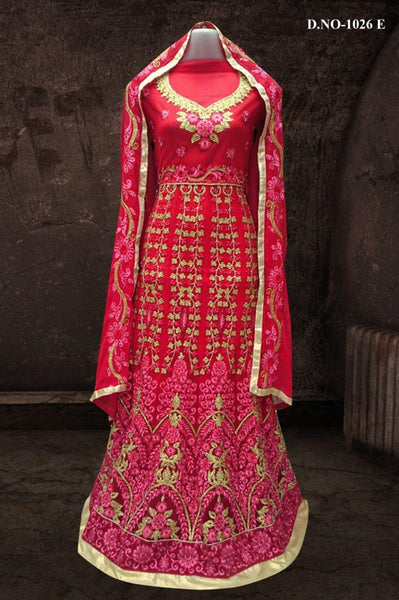 RED BOLLYWOOD DESIGNER WEDDING AND BRIDAL ETHNIC LEHENGA  (FREE STITCHING) - Asian Party Wear