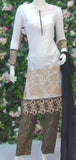 WHITE LINEN EMBROIDERED EID PAKISTANI DRESS - Asian Party Wear