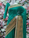 JADE GREEN ASIAN FESTIVE READYMADE SAREE - Asian Party Wear