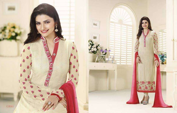 3214 CREAM KASEESH PRACHI-12 PARTY WEAR SALWAR KAMEEZ SUIT - Asian Party Wear