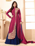 88008 MAROON AND BLUE LT NITYA PARTY WEAR ANARKALI SUIT - Asian Party Wear