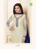 K3301 CREAM AND BLUE KASEESH PRACHI-15 PARTY WEAR SALWAR KAMEEZ SUIT - Asian Party Wear