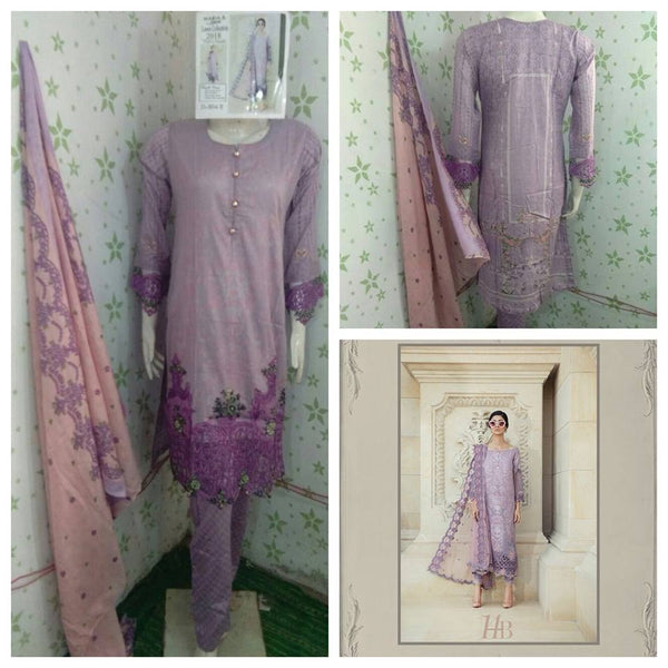 PURPLE LAWN EMBROIDERED READY MADE PAKISTANI SALWAR SUIT - Asian Party Wear