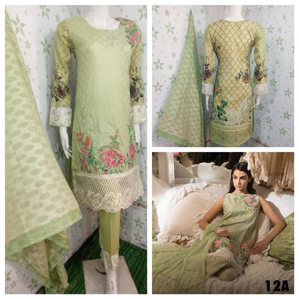 LIME GREEN SUMMER STYLE PAKISTANI READY MADE SALWAR SUIT - Asian Party Wear