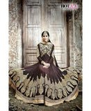 5511 DARK BROWN SAFEENA HOT LADY EMBROIDERED ANARKALI SUIT - Asian Party Wear