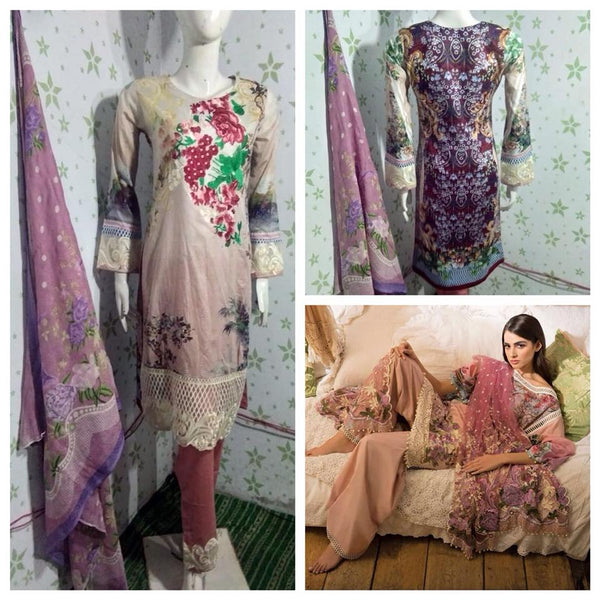 BEAUTIFUL PRINTED AND EMBROIDERED READY MADE PAKISTANI STYLE SUIT - Asian Party Wear